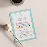 Convite MODERN BAT MITZVAH cores arco-íris cores borda ond<br><div class="desc">por kat massard >> https://linktr.ee/simplysweetpaperie << Um design de convite moderno, simplesmente clássico, para o BAR do seu filho, Bat ou B'NAI MITZVAH TIP :: 1. Para alterar/mover gráficos e fontes e adicionar mais texto - pressione o botão "personalizar". - - - - - - - - - - -...</div>