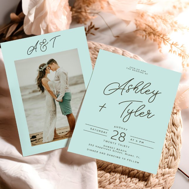 Convite Modern beach destination photo wedding (Criador carregado)