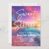 Modern Beach Sunset Sweet 16
