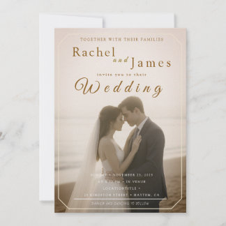 Convite Modern Beach Wedding Invitation with QR Code