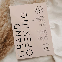 Convite Modern Beige Business Logo Grand Opening