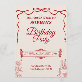 Convite Modern Birthday Card Template Editable & Printable