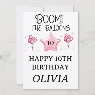 Convite Modern Birthday Celebration Balloons for Girls