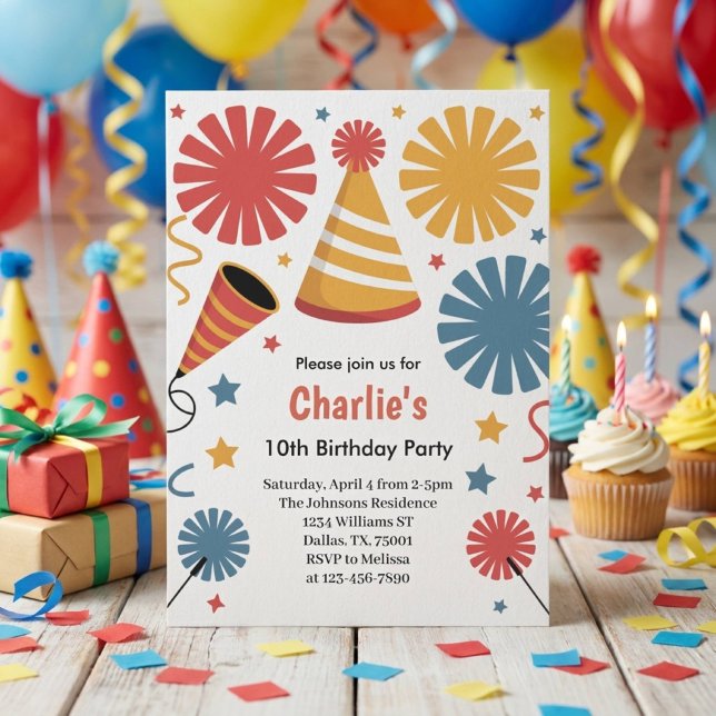 Convite Modern Birthday Confetti Fun  (Criador carregado)