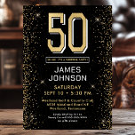 Convite Modern Black 50th Birthday Photo Surprise Party<br><div class="desc">Este fabuloso convite de festas surpresa de 50 anos, preto e ouro, com o número 50 em ouro, com fontes modernas e lados dourados na frente e uma foto fabulosa no verso seria perfeito para pedir às pessoas que se juntem a vocês enquanto celebram o homem no 50º aniversário da...</div>