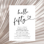 Convite Modern Black and White Hello Fifty Birthday Party<br><div class="desc">Celebrate turning fifty in timeless style with this modern black and white “Hello Fifty” birthday invitation. Featuring clean typography and a sleek minimalist design,  it’s perfect for elegant milestone celebrations,  whether you’re hosting a classy dinner,  cocktail night,  or modern birthday party.</div>