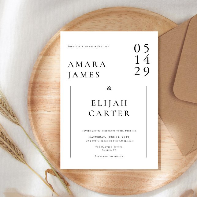Convite Modern Black and White Minimal Wedding (Criador carregado)