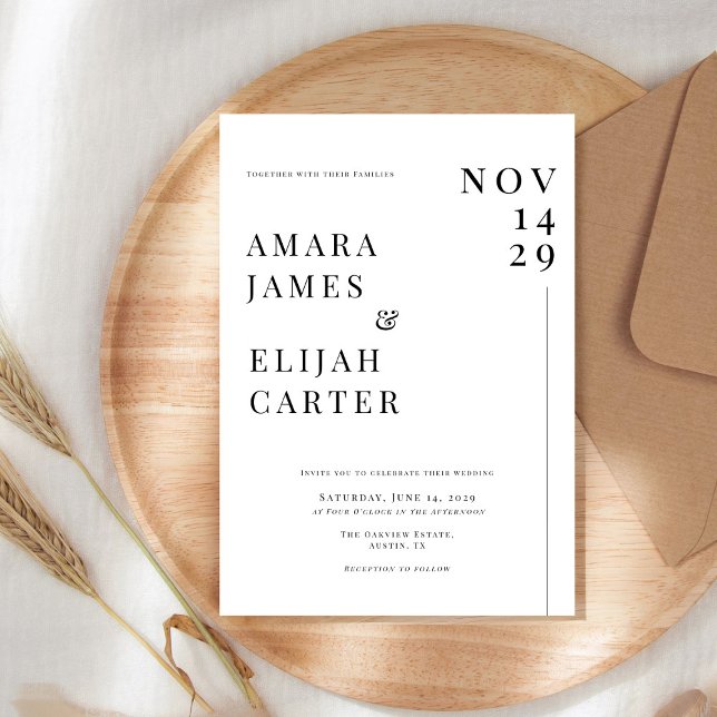 Convite Modern Black and White Minimal Wedding (Criador carregado)