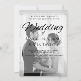 Convite Modern Black and White Overlay Wedding Invitation