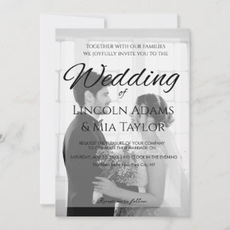 Convite Modern Black and White Overlay Wedding Invitation