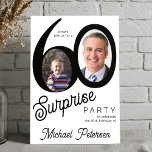 Convite Modern black and white photo 60th birthday party<br><div class="desc">Trendy bold typography 60th birthday surprise party invitation with 2 photos and modern retro style script. Easy to personalize with your text and pictures.</div>