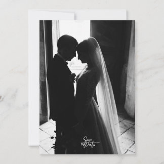 Convite Modern black and white Photo Wedding