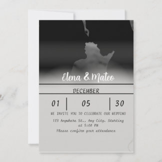 Convite Modern Black and White Photo Wedding Invitation