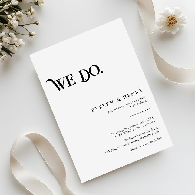 Convite Modern Black and White We Do Wedding (Criador carregado)