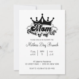 Convite Modern Black Crown MOM Queen of my life Invitation