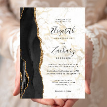Modern Black Gold Agate Marble Wedding