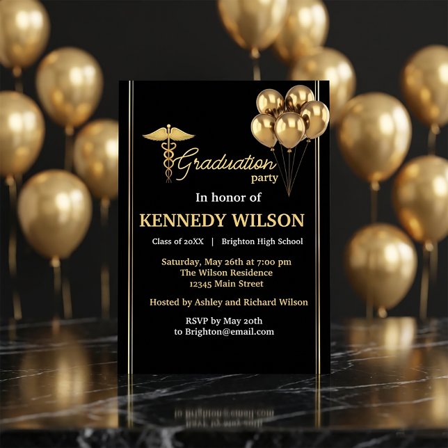 Convite Modern Black Gold Graduation Party 2026 (#GraduationParty
#GraduationInvitation
#ClassOf2026
#GradPartyDecor
#BlackAndGold
#LuxuryInvitation
)