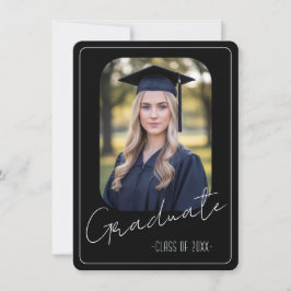 Convite Modern Black Photo Graduation Party Invitation
