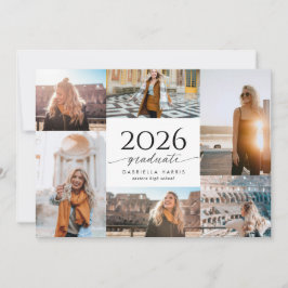 Convite Modern Black + White Script 2026 Graduation