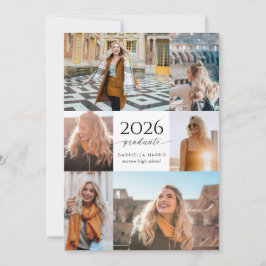 Convite Modern Black + White Script 2026 Graduation