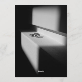 Convite Modern Black & White Shadow Rings Engagement