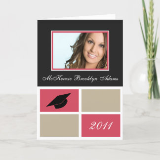 Convite Modern Blocks Folded Graduation Invitation (pink)
