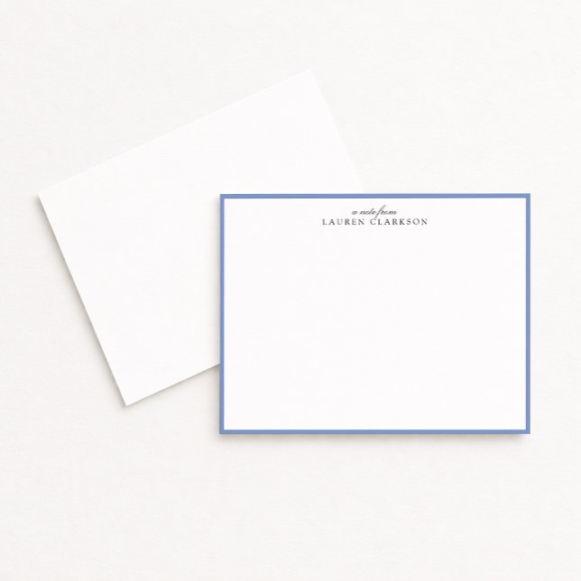 Convite Modern Blue Border Personalized Note Card (Criador carregado)