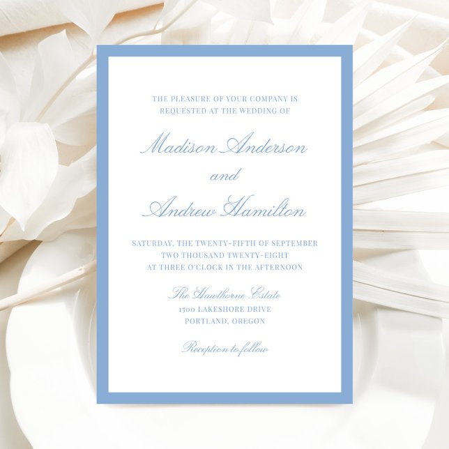 Convite Modern Blue Border Wedding (Criador carregado)