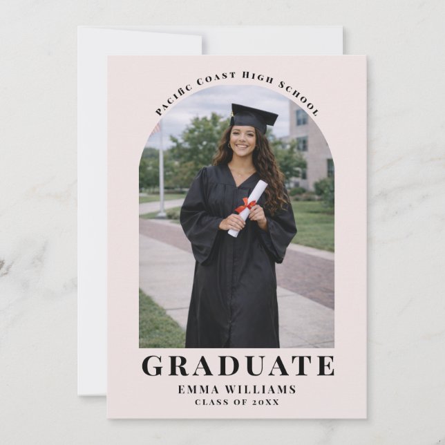 Convite Modern Blush Arch Graduate Announcement (Frente)