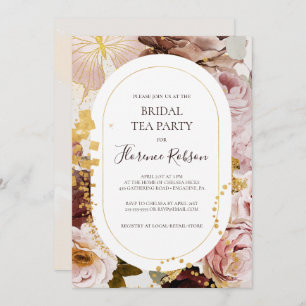 Convite Modern Blush Floral Watercolor Bridal Tea Party