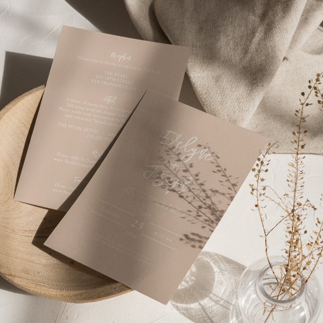 Convite Modern Blush Orange Boho Tudo Em Um Casamento (Criador carregado)