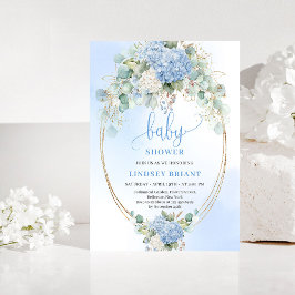 Convite Modern Bohemian Blue Floral Baby Shower Invitation