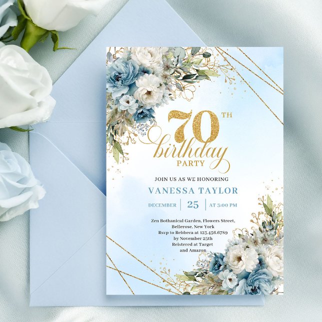 Convite Modern Boho 70th Birthday Floral Invitation (Modern Boho 70th Birthday Floral Invitation)