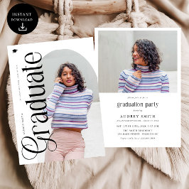 Convite Modern Boho Arch 2 Photos Graduation