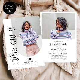 Convite Modern Boho Arch 2 Photos Graduation