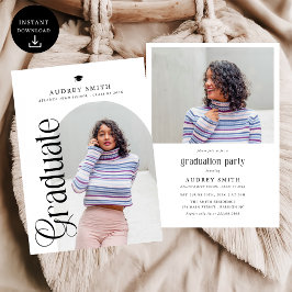 Convite Modern Boho Arch 2 Photos Graduation