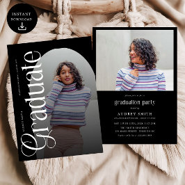 Convite Modern Boho Arch 2 Photos Graduation