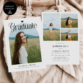 Convite Modern Boho Arch 4 Photos Graduation