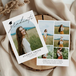 Convite Modern Boho Arch 6 Photos Graduation Announcement