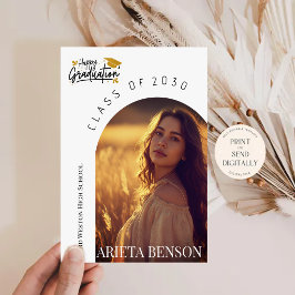 Convite Modern Boho Arch Photo Graduation Announcement 