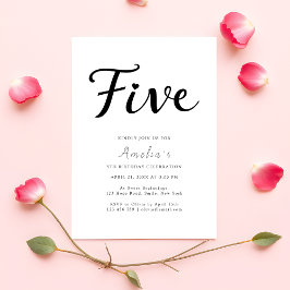 Convite Modern Boho Black Script Simples - Aniversário de 