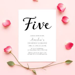 Convite Modern Boho Black Script Simples - Aniversário de 