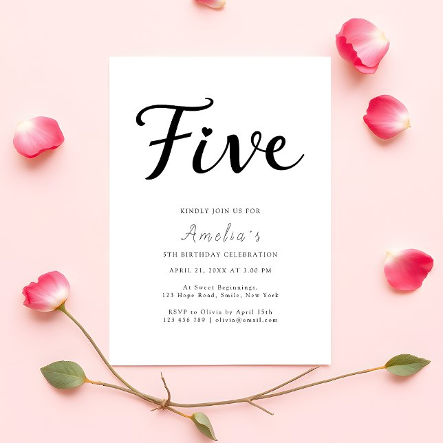 Convite Modern Boho Black Script Simples - Aniversário de  (Criador carregado)