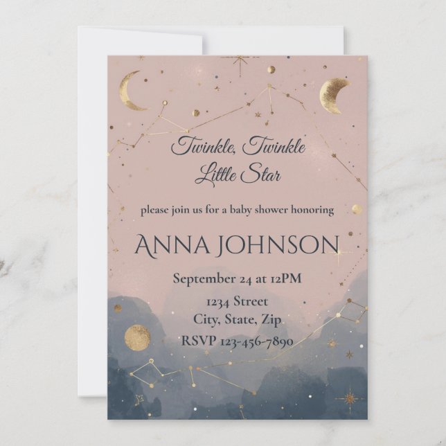 Convite Modern Boho Celestial Baby Shower Invitation (Frente)
