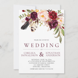 Convite Modern Boho Feenas Marsala Casamento Floral