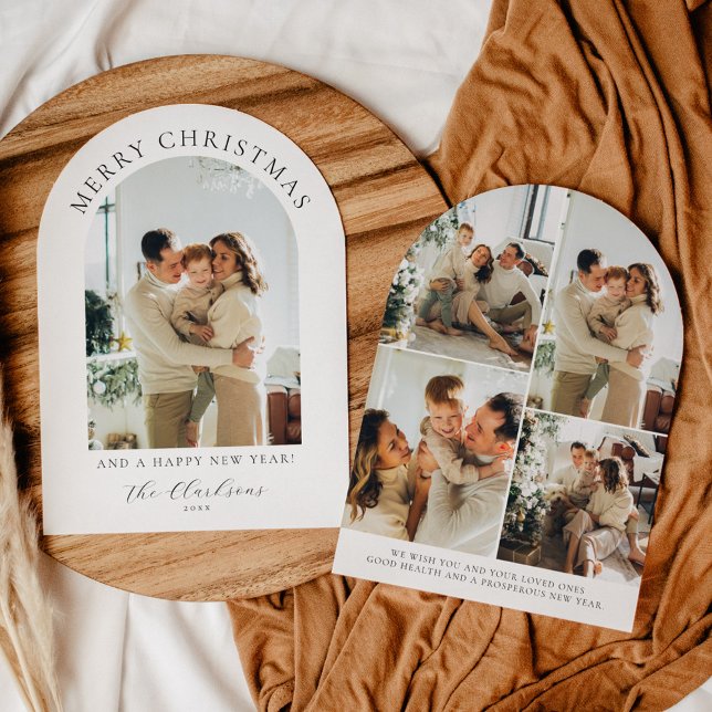 Convite Modern Boho Feliz Natal e Feliz ano novo Arco (Criador carregado)