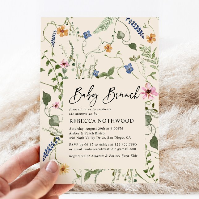Convite Modern Boho Floral Neutral Baby BrunChá (Criador carregado)