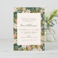 Modern Boho Floral Peach e Chá de panela Verde