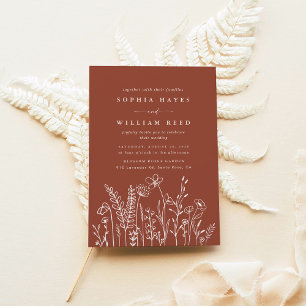 Convite Modern Boho Floral Terracotta Queimou Casamento La