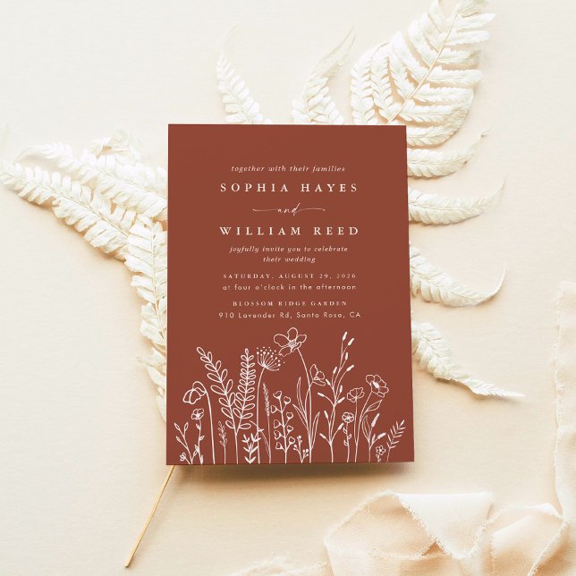 Convite Modern Boho Floral Terracotta Queimou Casamento La (Criador carregado)